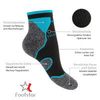 Footstar Damen & Herren Funktions Sport Socken (6 Paar), Gepolsterte Laufsocken - Schwarz-Weiss 35-38