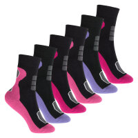 Footstar Kinder Outdoor Socken (6 Paar) Bunte Vollfrottee Socken mit Thermo-Effekt - Variante 1 Lila Pink 27-30