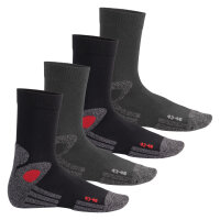 Celodoro Damen und Herren Trekking-Socken (4 Paar), Arbeitssocken mit Frotteesohle - Schwarz-Grau 43-46