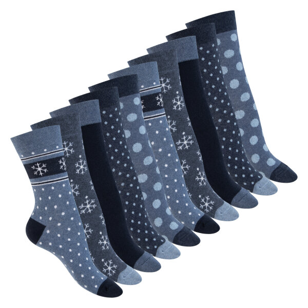 Celodoro Damen Süße Eco Socken (10 Paar), Motiv Socken aus regenerativer Baumwolle - Navy Blue 35-38