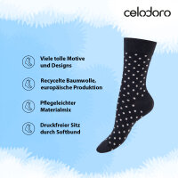 Celodoro Damen Süße Eco Socken (10 Paar), Motiv Socken aus regenerativer Baumwolle - Blau Grau - 35-38