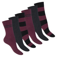 Footstar Damen Ringel Socken (6 Paar) - Bordeaux 35-38