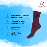 Footstar Damen Ringel Socken (6 Paar) - Bordeaux 35-38