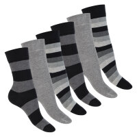 Footstar Damen Ringel Socken (6 Paar) - Grau 35-38