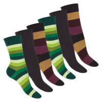Footstar Damen Ringel Socken (6 Paar) - Safari 35-38