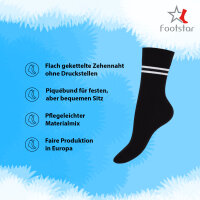 Footstar Damen Ringel Socken (6 Paar) Schwarz 35-38