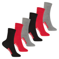 kicker Kinder Socken (6 Paar) Schwarz Rot Grau 23-26