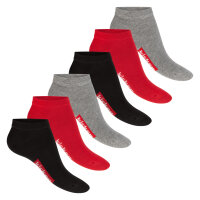 kicker Damen & Herren Sneaker Socken (6 Paar) - Schwarz Rot Grau 35-38
