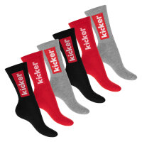 kicker Damen & Herren Crew Socks (6 Paar) Schwarz Rot...