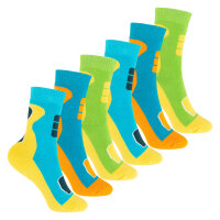 Footstar Kinder Outdoor Socken (6 Paar) Bunte Vollfrottee Socken mit Thermo-Effekt - Gelb 27-30