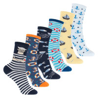 Footstar Bunte Baumwoll Socken mit lustigen Motiven für Mädchen & Jungen (6 Paar) - Aqua 27-30