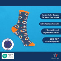 Footstar Bunte Baumwoll Socken mit lustigen Motiven für Mädchen & Jungen (6 Paar) - Aqua 27-30