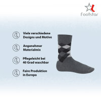 Footstar Herren Motiv Socken (10 Paar) Baumwoll Socken mit Mustern - Karo 39-42
