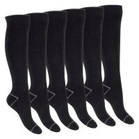 Footstar Damen und Herren Winter Kniestrümpfe (6 Paar) Warme Vollfrottee Socken mit Thermo Effekt - Schwarz 35-38