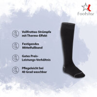 Footstar Damen und Herren Winter Kniestrümpfe (6 Paar) Warme Vollfrottee Socken mit Thermo Effekt - Schwarz 35-38