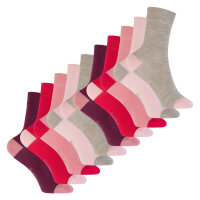 Footstar Kinder Baumwoll Socken (10 Paar) mit abgesetzter Ferse und Spitze - Berry 23-26
