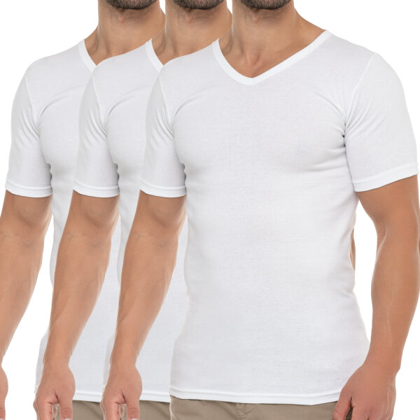 Celodoro Herren Business T-Shirt V-Neck (3er Pack) - Weiß S