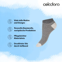 Celodoro Damen Süße Eco Sneaker Socken (10 Paar) Kurzsocken aus regenerativer Baumwolle - Grey 35-38