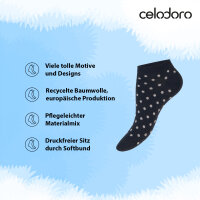 Celodoro Damen Süße Eco Sneaker Socken (10 Paar) Kurzsocken aus regenerativer Baumwolle - Blau Grau 35-38