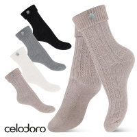 Celodoro Damen und Herren Trachten Socken (2 Paar) mit Edelweiß-Pin Oktoberfest Strümpfe - Schwarz 35-38