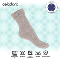 Celodoro Damen und Herren Trachten Socken (2 Paar) mit Edelweiß-Pin Oktoberfest Strümpfe - Beige 39-42