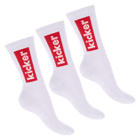 kicker Damen & Herren Crew Socks (3 Paar) Weiß...