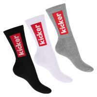 kicker Damen & Herren Crew Socks (3 Paar) Schwarz...