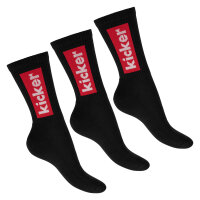 kicker Damen & Herren Crew Socks (3 Paar) Schwarz 35-38
