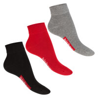 kicker Damen & Herren Kurzschaft Socken (3 Paar) - Schwarz Rot Grau 35-38