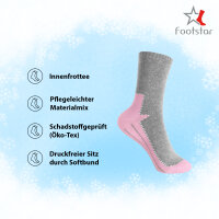 Footstar Kinder Frottee-Socken mit Motiv (3 Paar) Warme Socken mit Thermoeffekt - Rosa 35-38