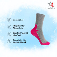 Footstar Kinder Frottee-Socken mit Motiv (3 Paar) Warme Socken mit Thermoeffekt - Pink 35-38