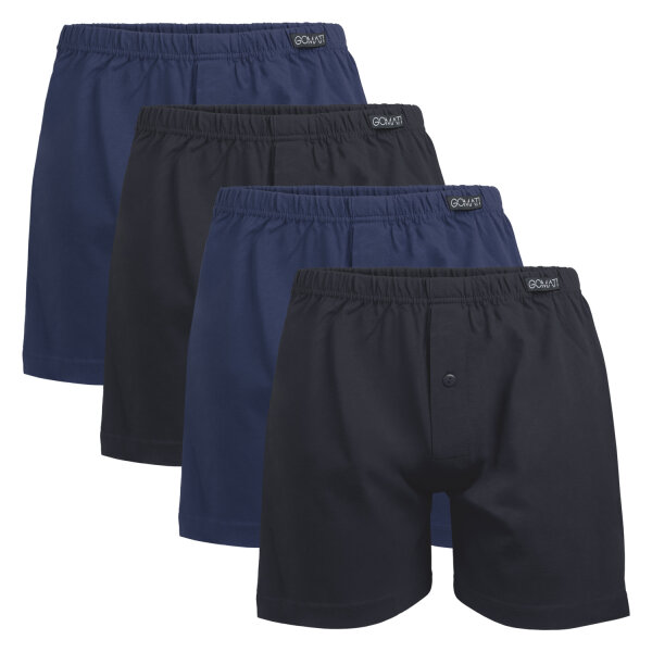 Gomati Herren Jersey Boxershorts (4 Stück) Stretch Unterhose aus Baumwolle - Schwarz-Navy 4XL/10