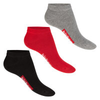 kicker Damen & Herren Sneaker Socken (3 Paar) - Schwarz Rot Grau 35-38