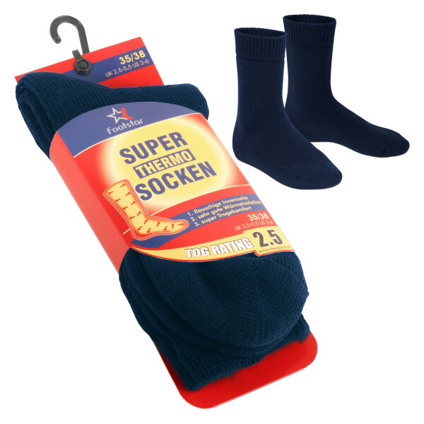 Footstar Damen und Herren Feet Heater Thermo Socken (1 Paar), Extra warme Winter Socken - Navy 39-42