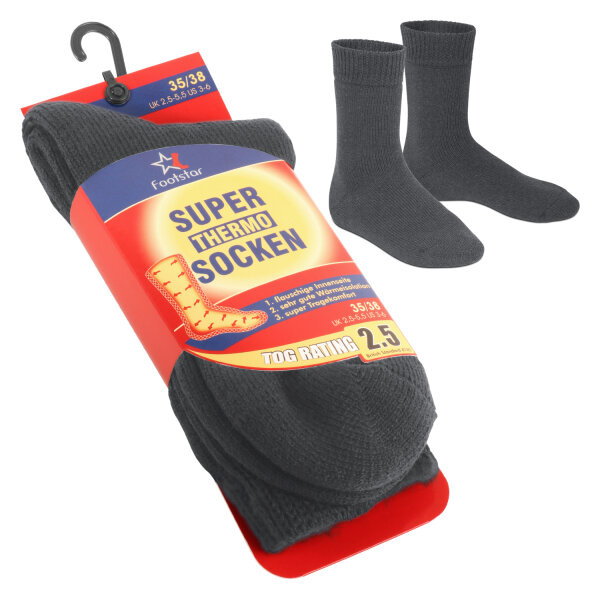 Footstar Damen und Herren Feet Heater Thermo Socken (1 Paar), Extra warme Winter Socken - Anthrazit 39-42
