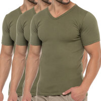 Celodoro Herren Business T-Shirt V-Neck (3er Pack) - Olive S