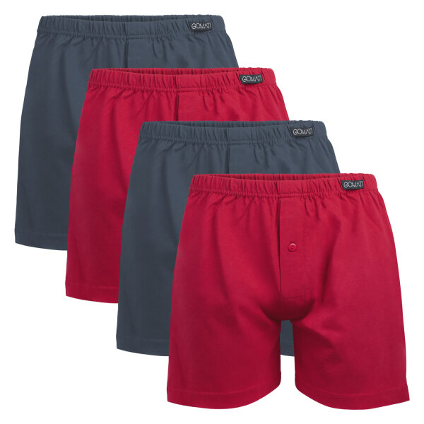 Gomati Herren Jersey Boxershorts (4 Stück) Stretch Unterhose aus Baumwolle - Anthra-Rot XXL/8