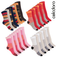 Celodoro Damen Socken (8 Paar) Bunte Ringel- oder...