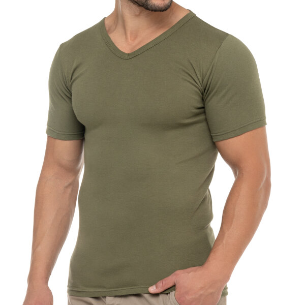 Celodoro Herren Business T-Shirt V-Neck (1 Stück) - Olive S