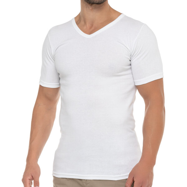 Celodoro Herren Business T-Shirt V-Neck (1 Stück) - Weiß S