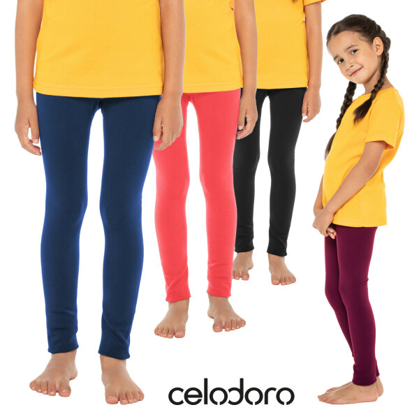 Celodoro Kinder Thermo Leggings (1 oder 2 Stück) - warme Unterhose lang mit Innenfleece