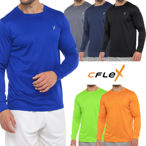 CFLEX Herren Fitness Shirt Langarm, Sporthemd Longsleeve, Quickdry Piqué