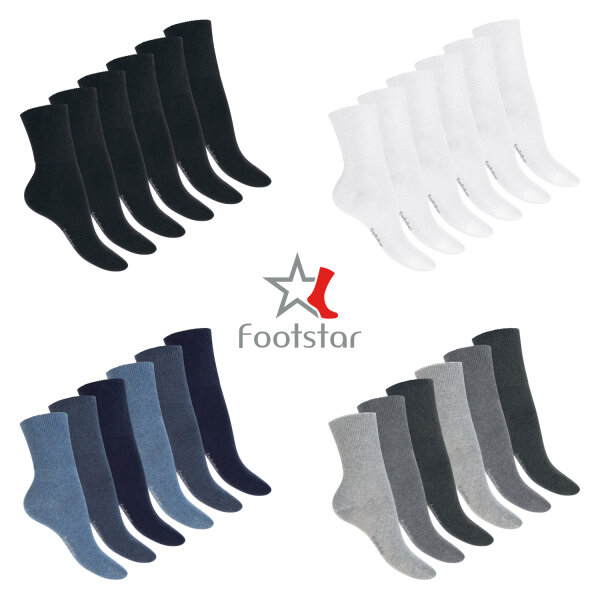 Footstar Damen & Herren Gesundheits Socken (6 Paar) Nahtfreie Diabetikersocken