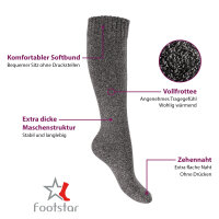 Footstar Damen Frottee Kniestrümpfe (2 Paar) Warme Baumwollsocken mit Thermo-Effekt - Grün-Grau 35-38