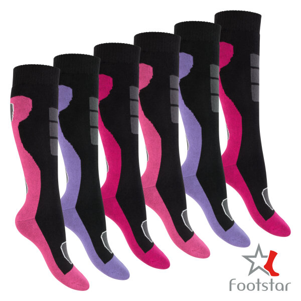 Footstar Damen Winter Kniestrümpfe (6 Paar) Vollfrottee Socken mit Thermo Effekt