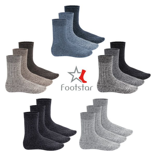 Footstar Herren Winter Wollsocken (6 Paar) Norweger Socken mit Frottee Plüschsohle