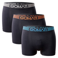 Gomati Herren Seamless Pants (3er Pack) Nahtlose Boxershorts aus Microfaser-Elasthan - Black Mix L