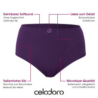 Celodoro Damen Taillenslip (6er Pack) Microfaser-Slip mit Stickerei - Berrytöne 40-42