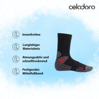 Celodoro Damen und Herren Trekking-Socken (4 Paar), Arbeitssocken mit Frotteesohle - Schwarz-Grau 35-38