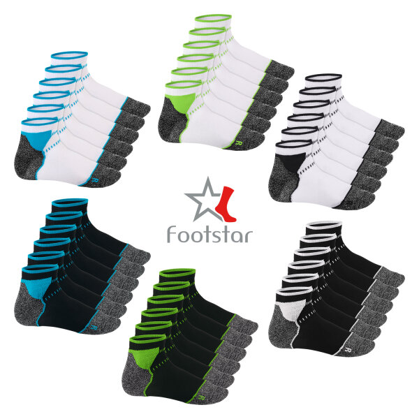 Footstar Damen & Herren Funktions Sport Socken (6 Paar), Gepolsterte Laufsocken